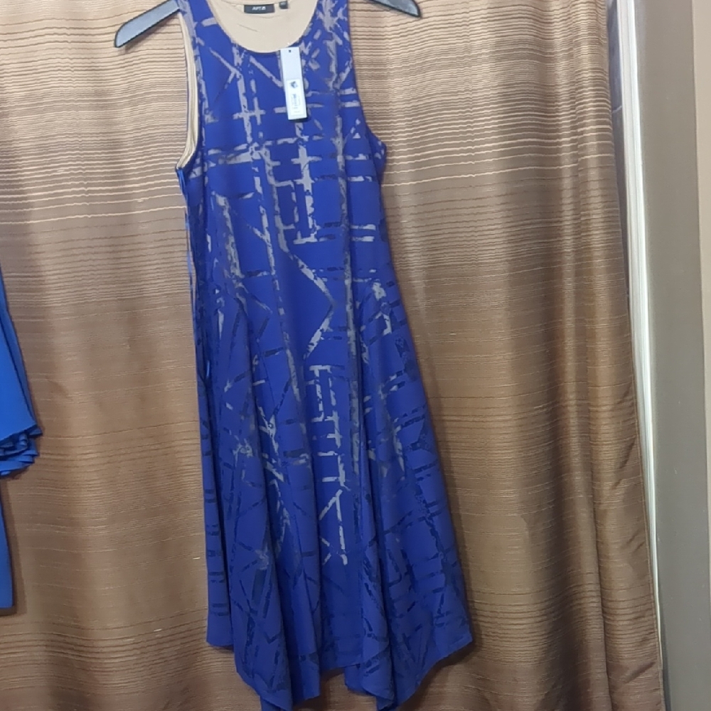 NWT Apt. 9 Cobalt Blue Abstract-Print Asymmetrical Hem Dress